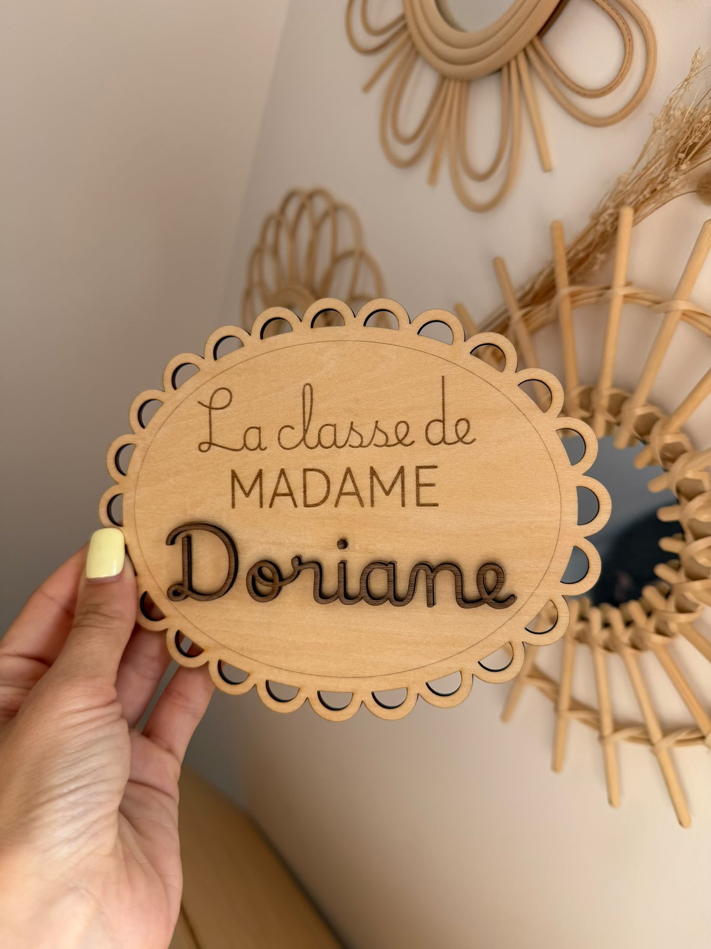 Plaque personnalisée de classe en bois – Cadeau maîtresse / maître