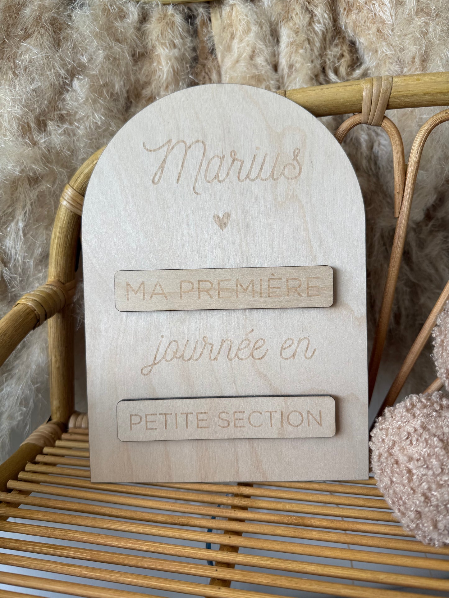 Pancarte rentrée scolaire personnalisée en bois avec prénom
