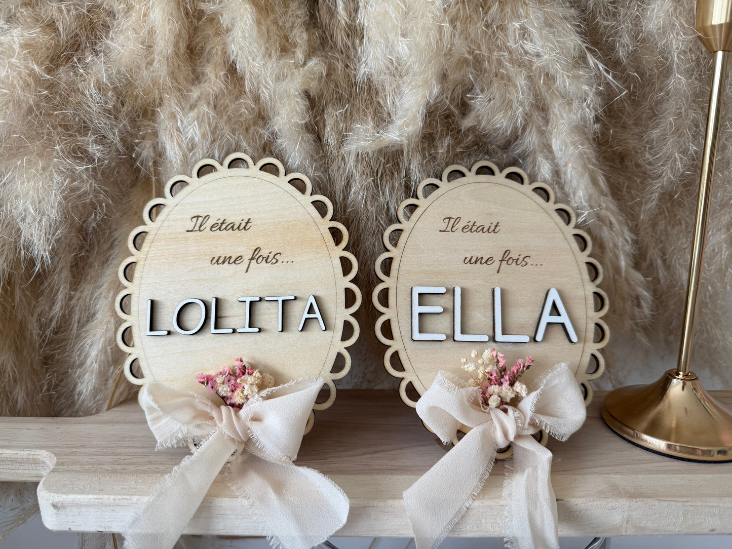 Plaque de naissance personnalisée en bois – modèle bohème