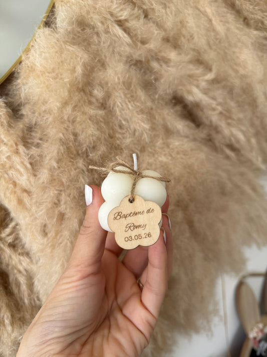 Mini bougie personnalisée – Cadeau invité baptême, communion & mariage