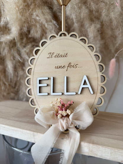 Plaque de naissance personnalisée en bois – modèle bohème