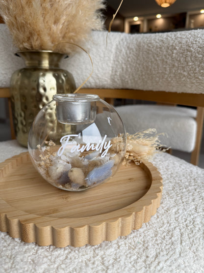 Bougie sphère fleurie personnalisée – Fleurs séchées
