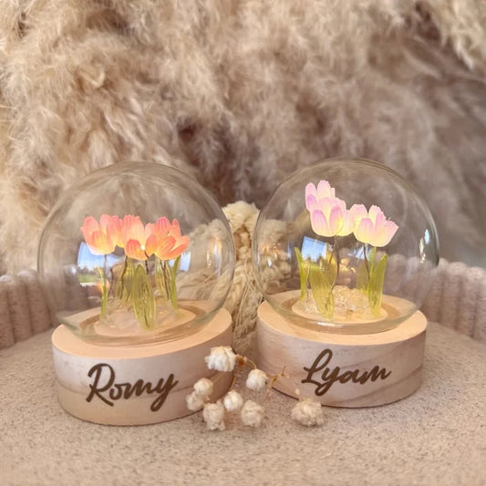 Veilleuse Tulipes Personnalisée à Pile