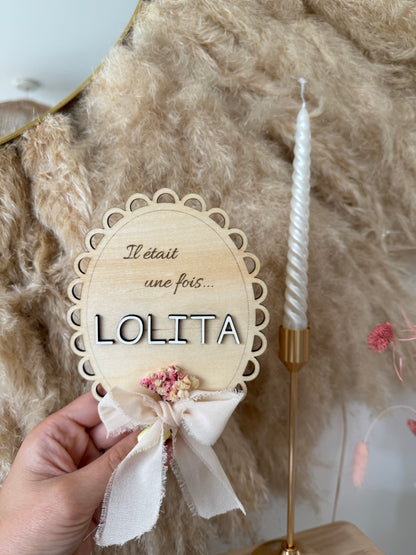 Plaque de naissance personnalisée en bois – modèle bohème