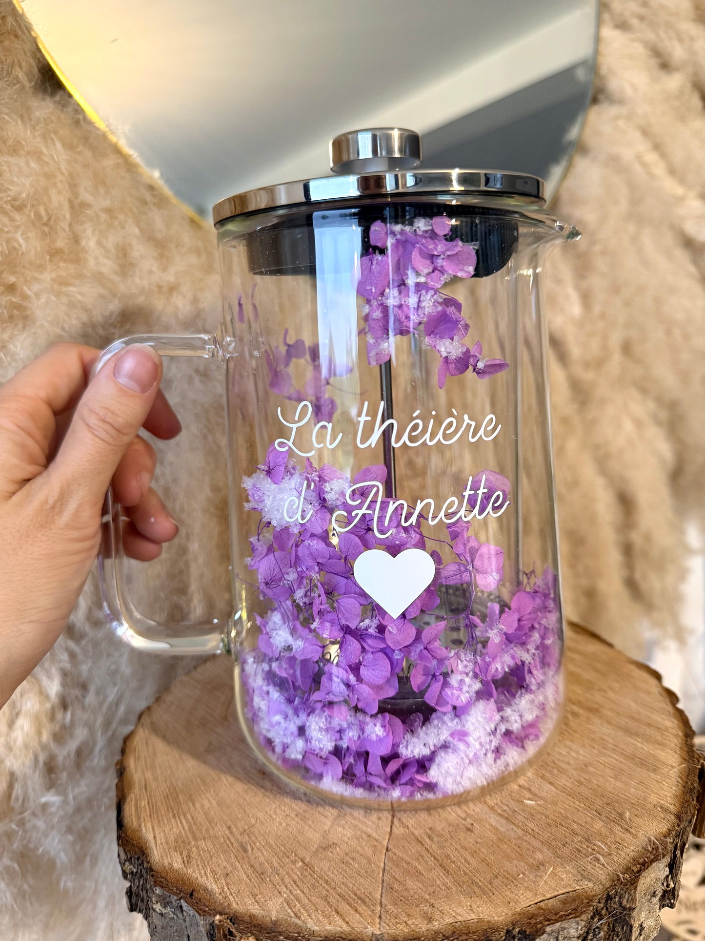 Théière fleurie personnalisée – Verre & fleurs séchées | Édition très limitée