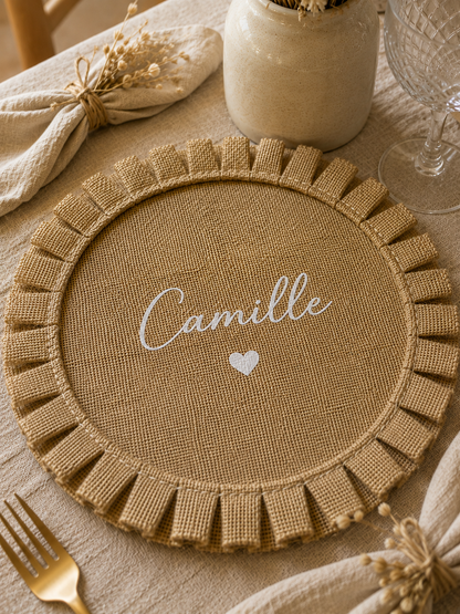Set de table en jute personnalisé – Mariage & événements