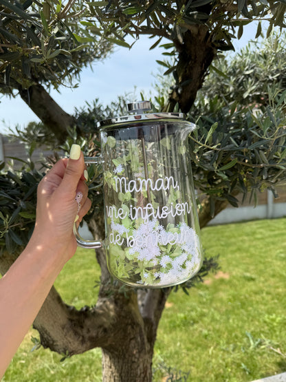 Théière fleurie personnalisée – Verre & fleurs séchées | Édition très limitée