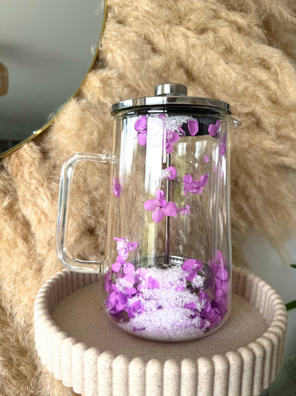 Théière fleurie personnalisée – Verre & fleurs séchées | Édition très limitée