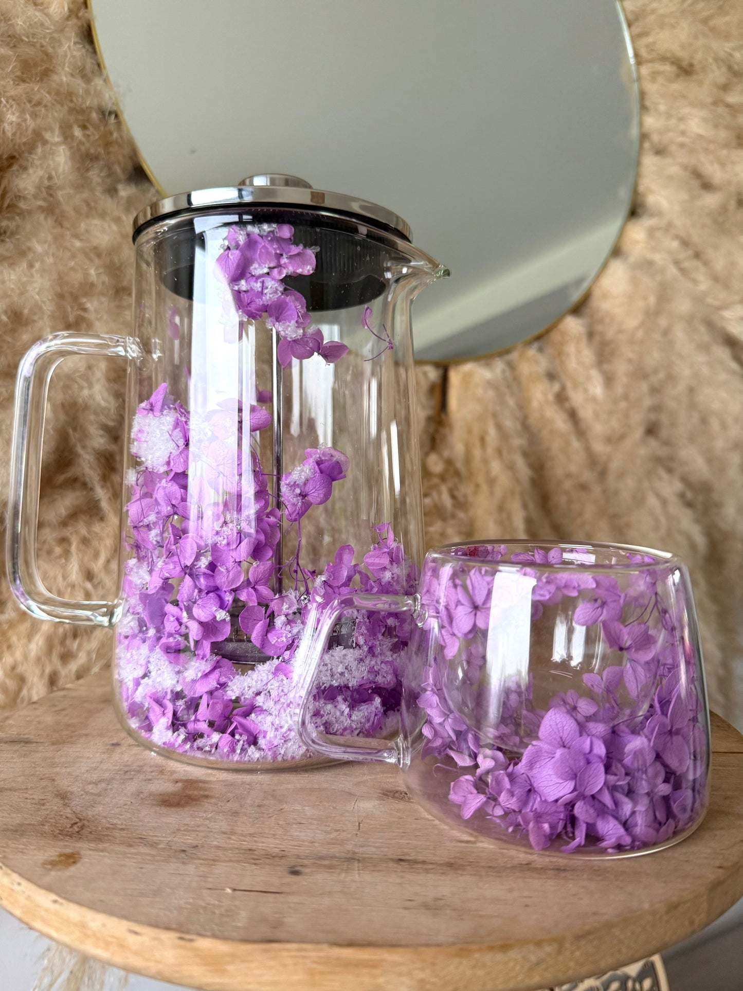 Théière fleurie personnalisée – Verre & fleurs séchées | Édition très limitée