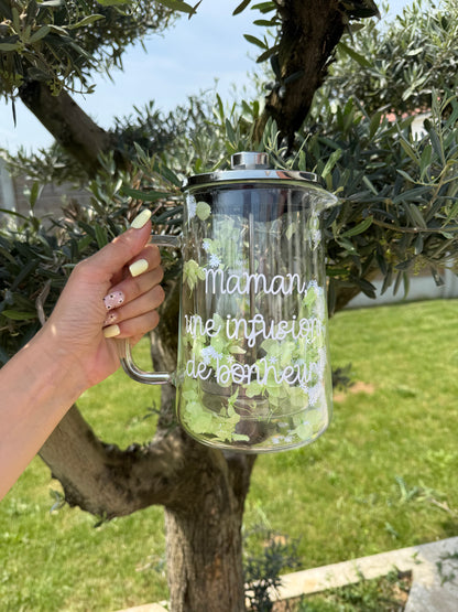 Théière fleurie personnalisée – Verre & fleurs séchées | Édition très limitée
