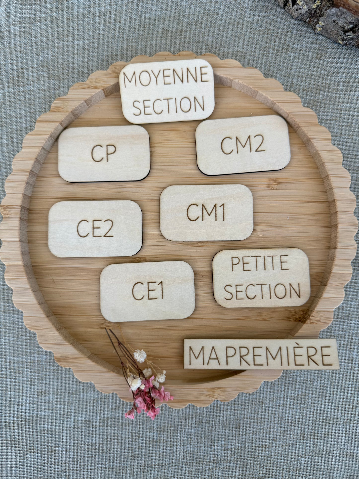 Plaque scolaire personnalisée en bois – Mon cartable souvenir