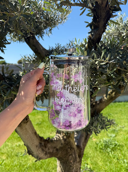 Théière fleurie personnalisée – Verre & fleurs séchées | Édition très limitée