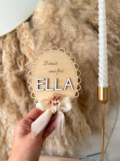 Plaque de naissance personnalisée en bois – modèle bohème