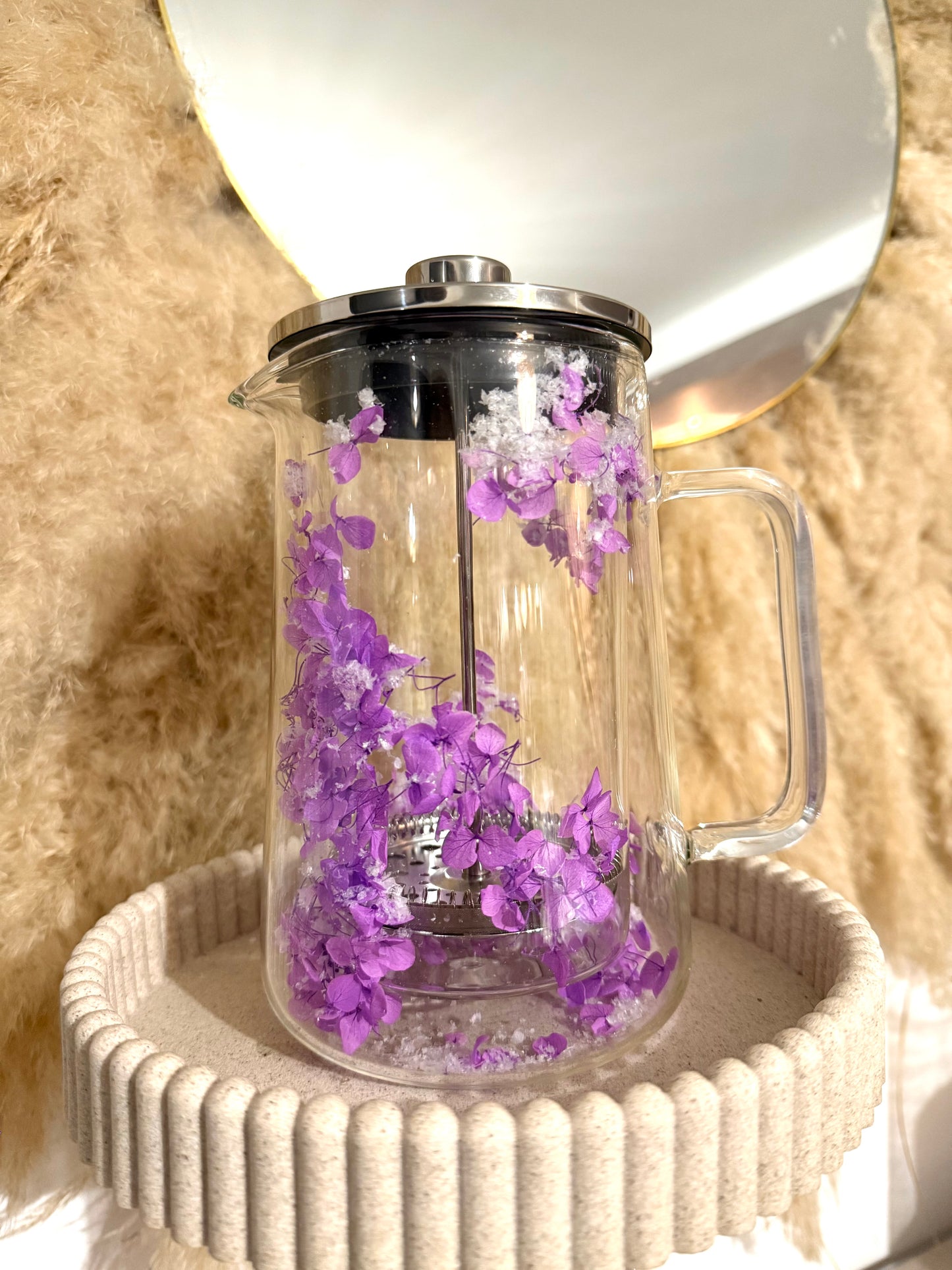 Théière fleurie personnalisée – Verre & fleurs séchées | Édition très limitée