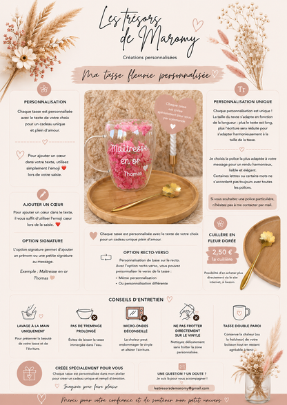 Tasse personnalisée fleurie • 350ml
