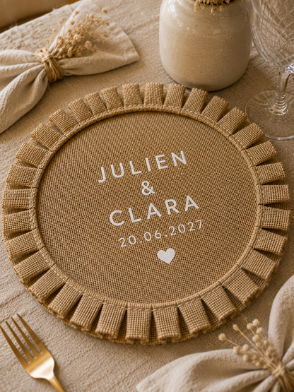 Set de table en jute personnalisé – Mariage & événements