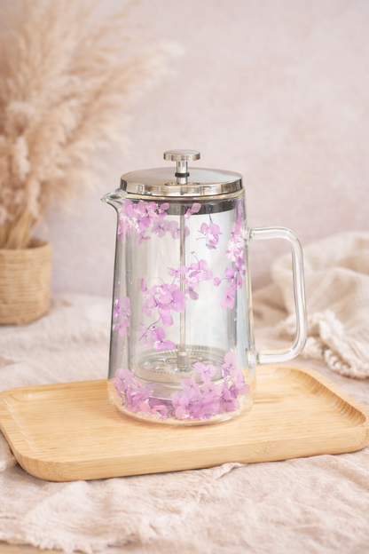 Théière fleurie personnalisée – Verre & fleurs séchées | Édition très limitée