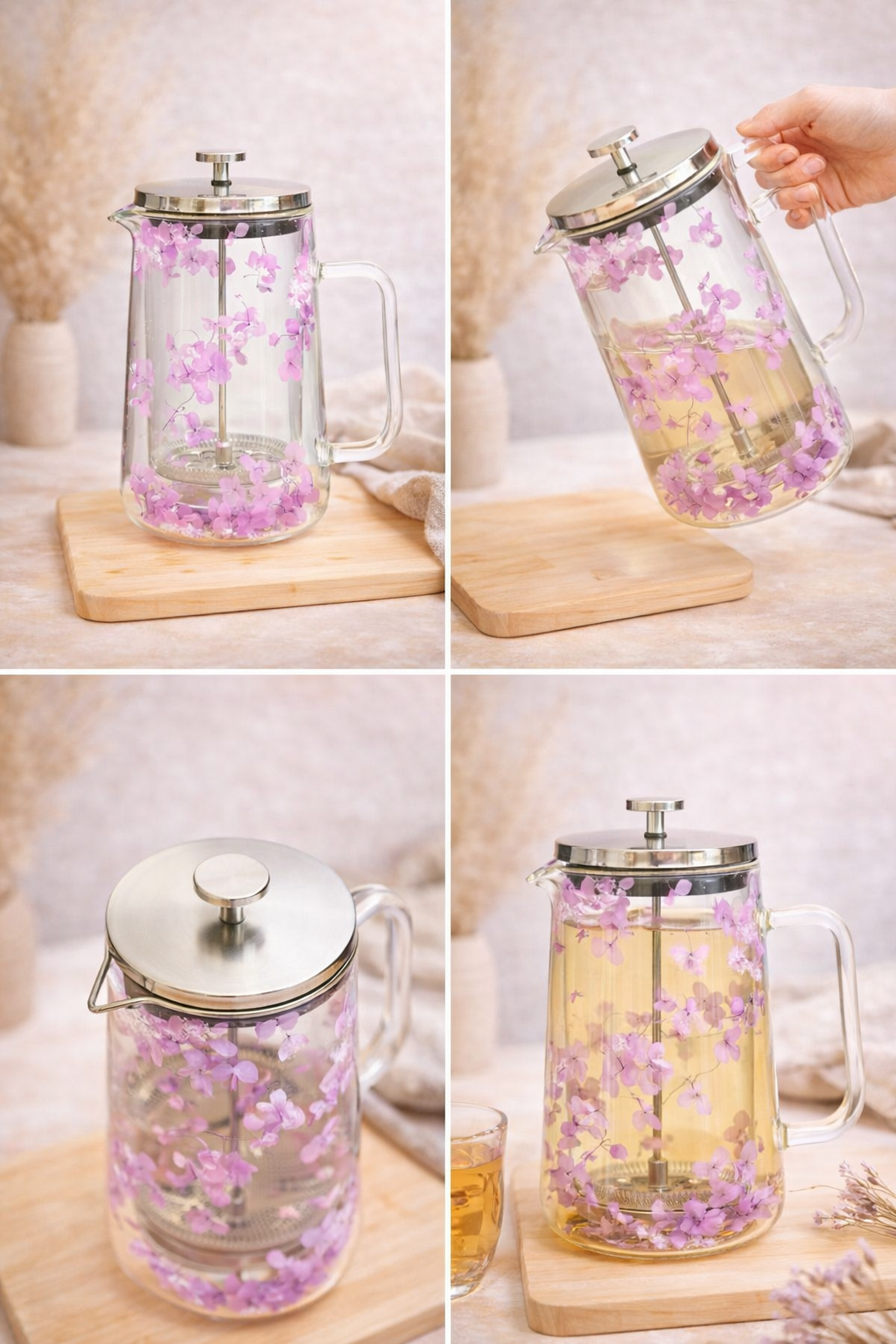 Théière fleurie personnalisée – Verre & fleurs séchées | Édition très limitée