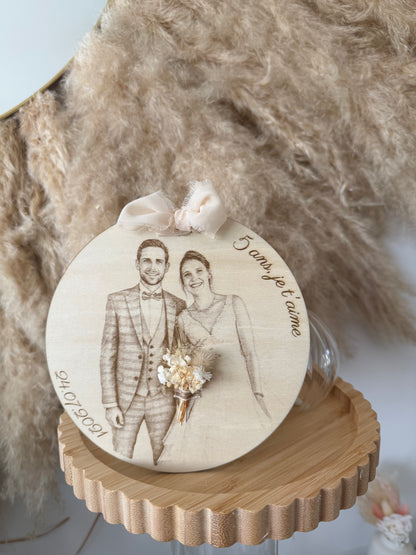 Plaque souvenir personnalisée – Gravure de votre photo sur bois