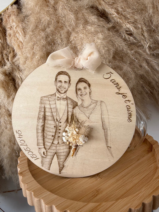Plaque souvenir personnalisée – Gravure de votre photo sur bois