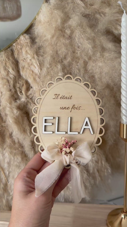 Plaque de naissance personnalisée en bois – modèle bohème